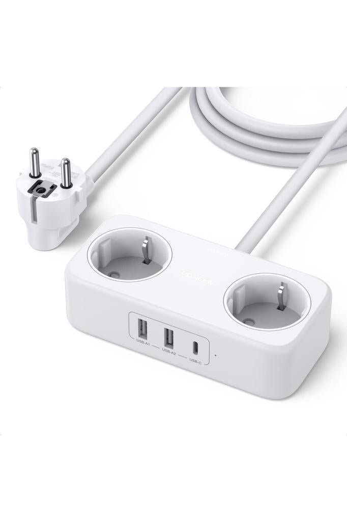 Ugreen Type-C USB Çıkışlı 2'li 1.8 m Akım Korumalı Priz Teşhir