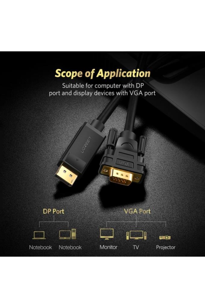Ugreen Displayport to VGA Görüntü Aktarma Kablosu 1.5 Metre