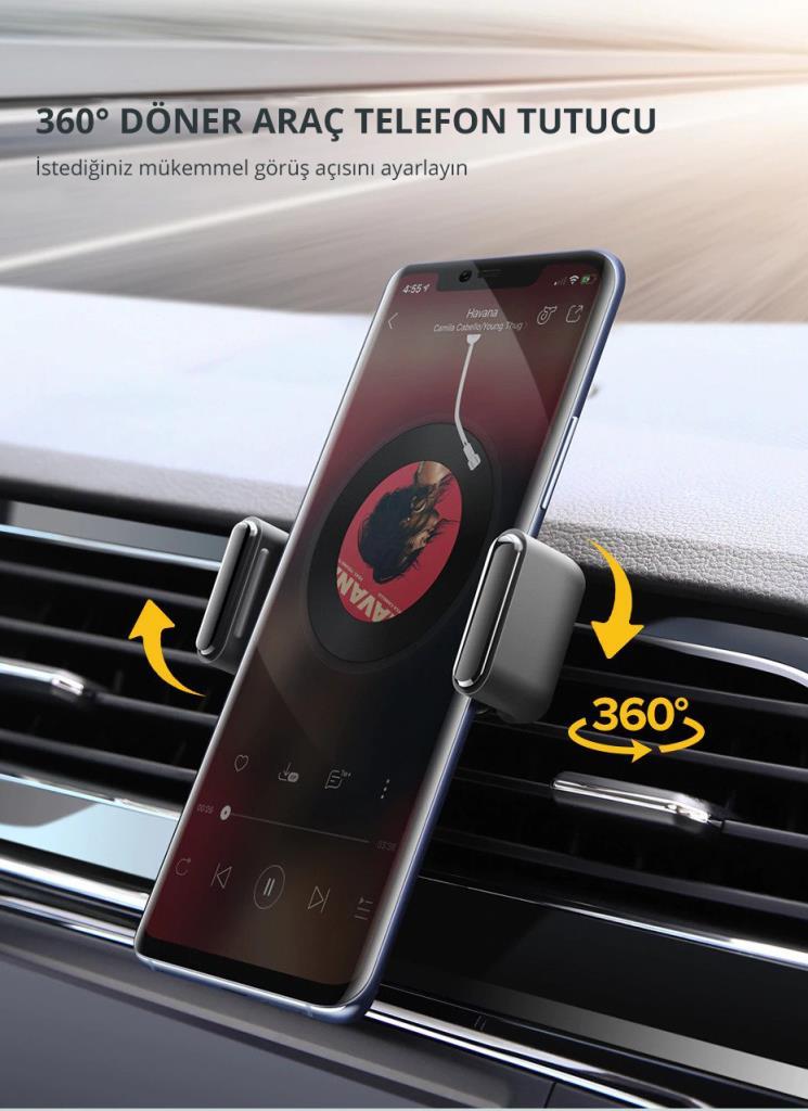 Ugreen Evrensel Araç Içi Havalandırma Izgarası Telefon Tutucu Siyah Outlet