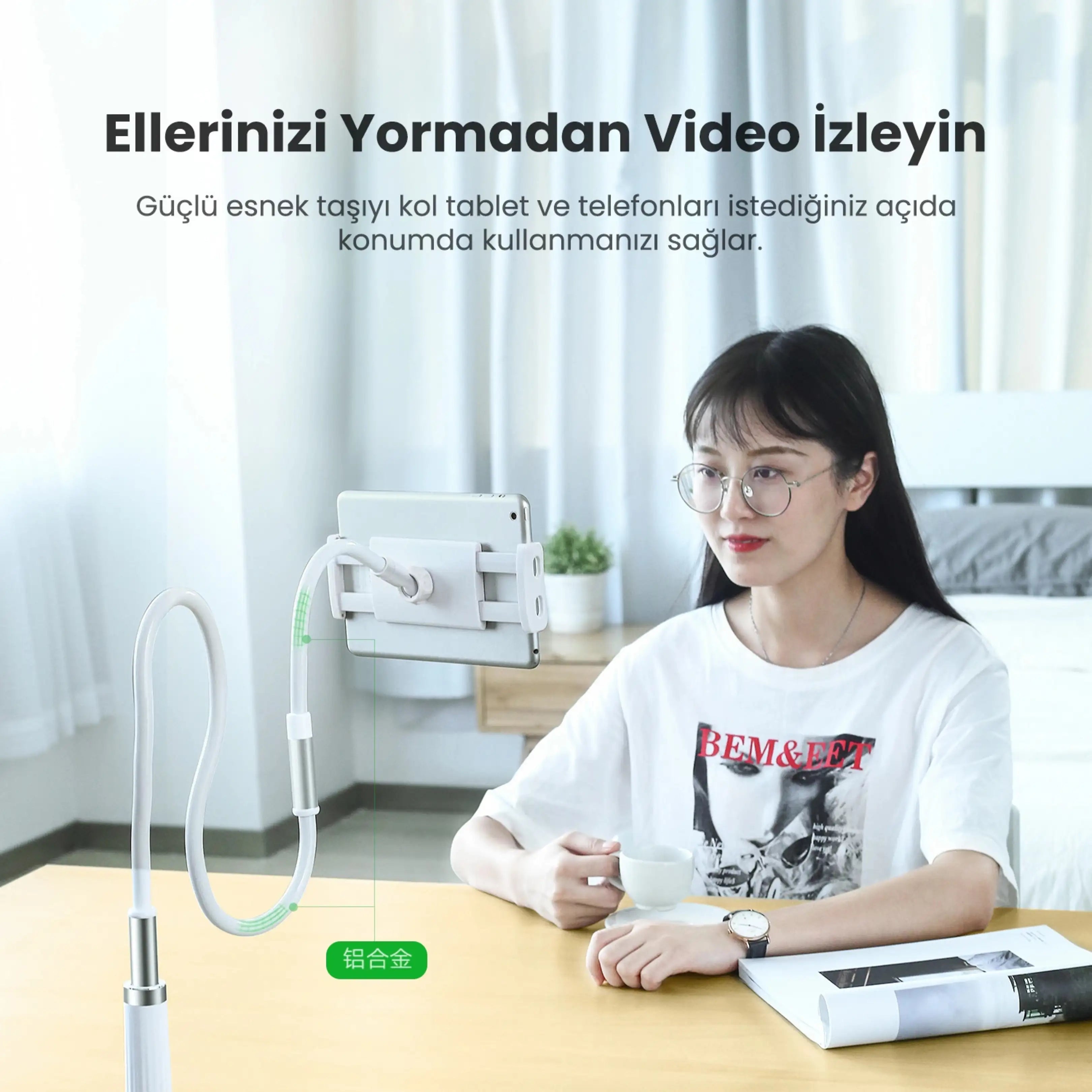 Ugreen Flexible Masaüstü Telefon Tutucu Siyah - OUTLET
