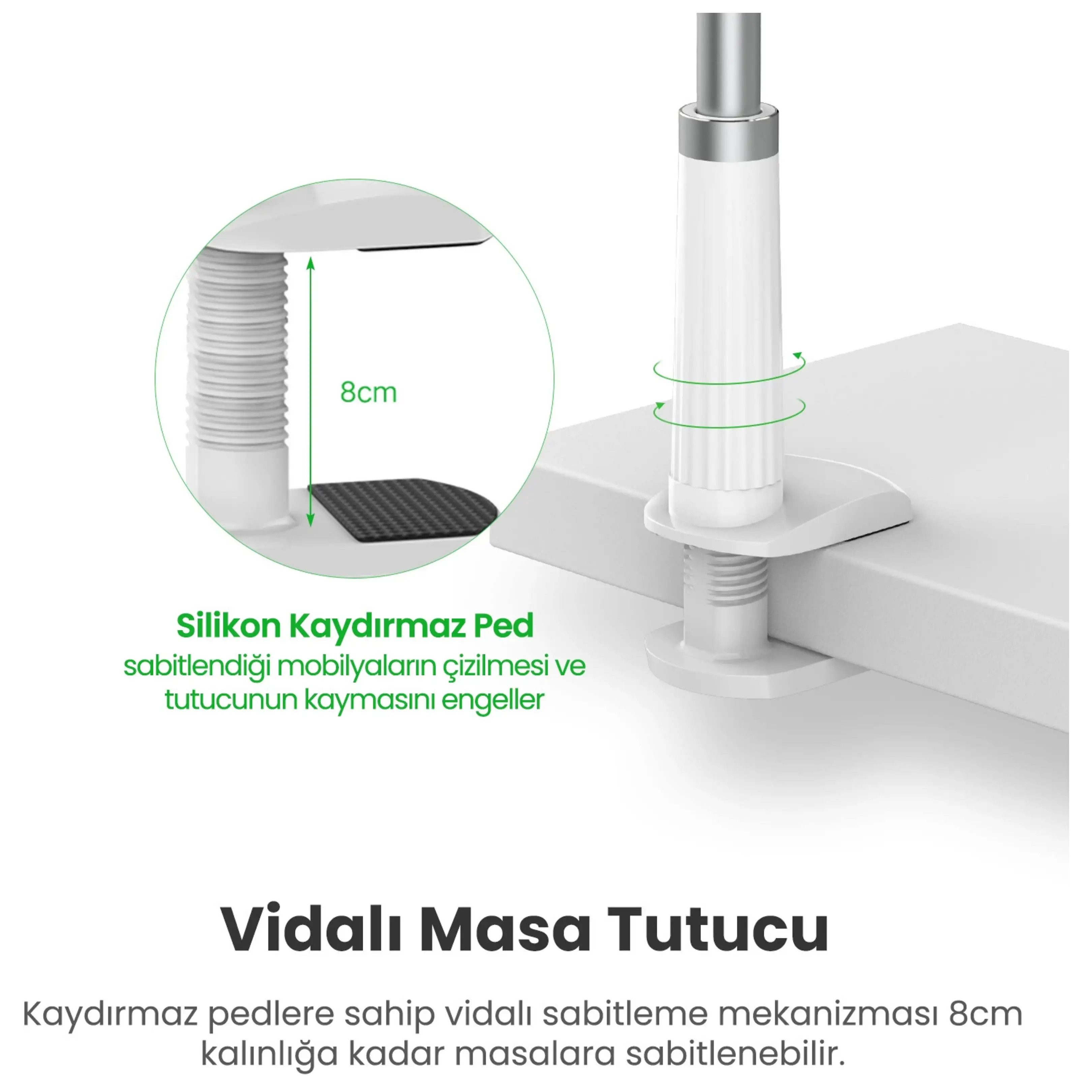 Ugreen Flexible Masaüstü Telefon Tutucu Siyah - OUTLET