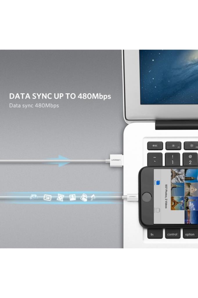 Ugreen iPhone iOS Şarj ve Data Kablosu MFİ Sertifikalı Beyaz 1 Metre - TEŞHİR