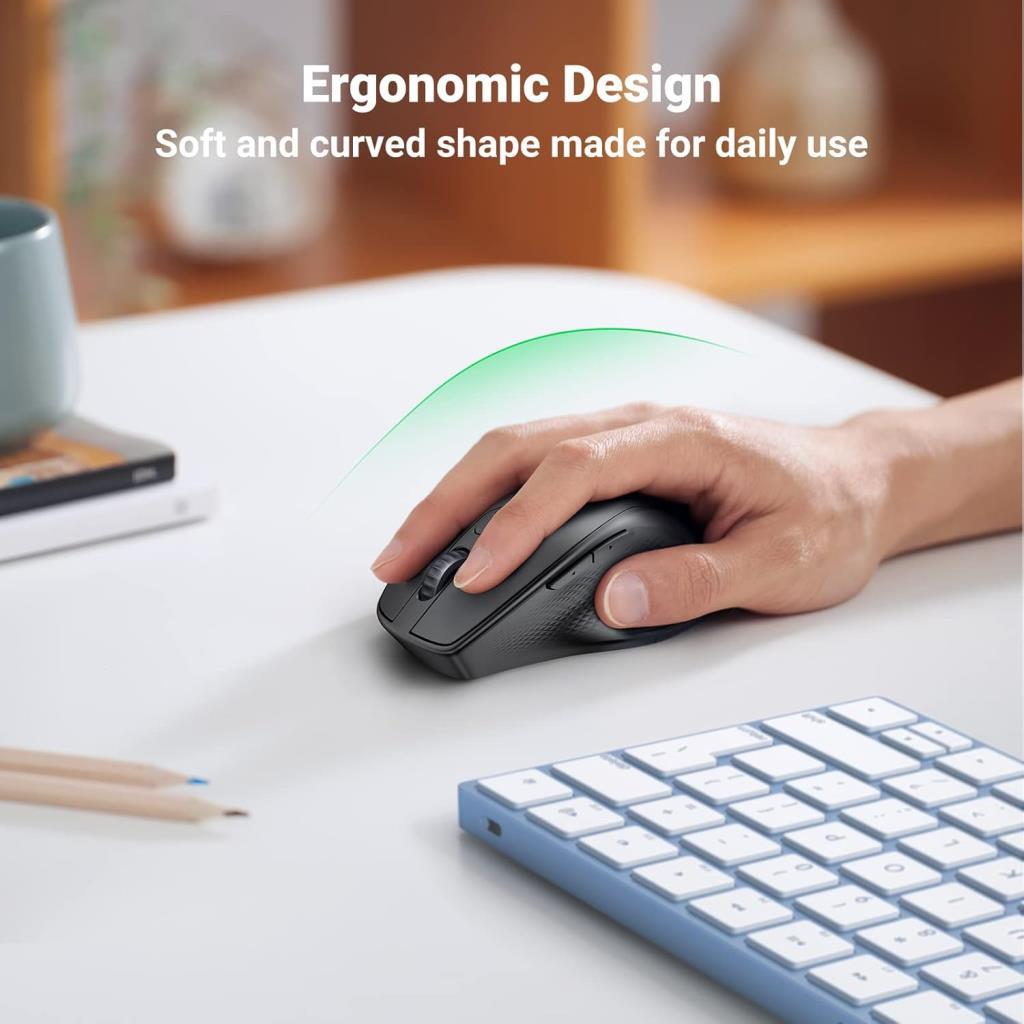 UGREEN Kablosuz Ergonomik Fare, USB Alıcılı 2.4GHz 4000 DPI Sessiz İnce Kablosuz Bluetooth Fare, Tablet,PC,Dizüstü Bilgisayar ile Uyumlu - Teşhir