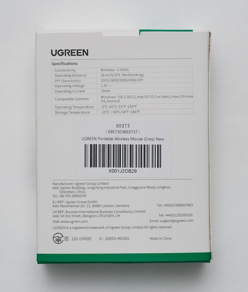 Ugreen MU001 Kablosuz Optik Mouse Teşhir