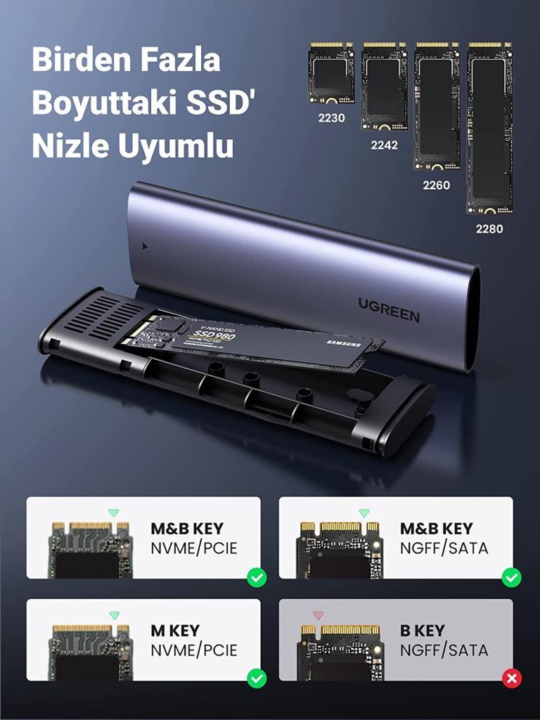 UGREEN M.2 NVME NGFF SSD Enclosure 10Gbps 2TB 