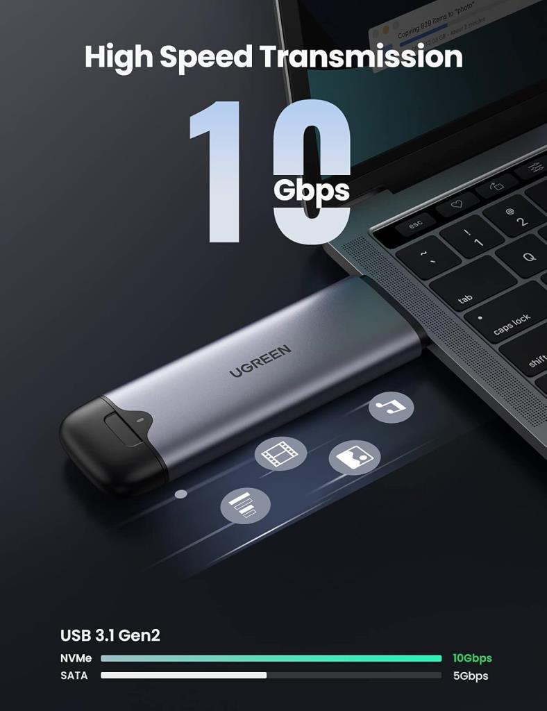 Ugreen M.2 NVME NGFF USB-C 3.2 Gen2 10Gbps Disk Kutusu - Outlet