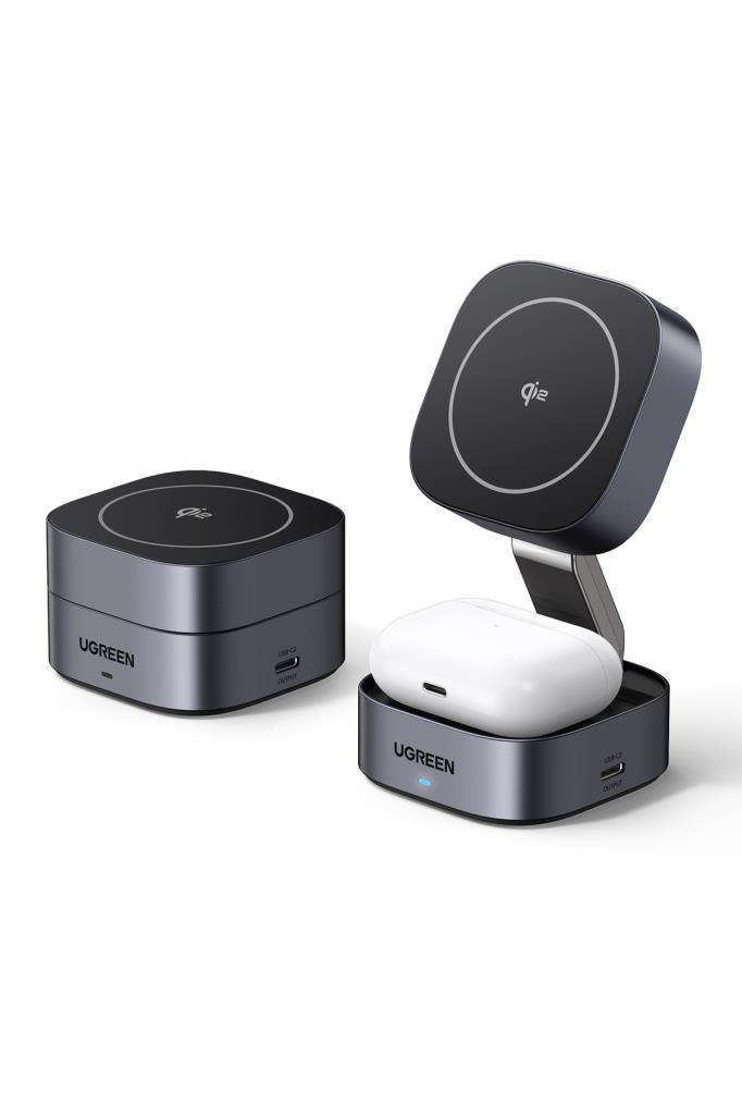 شاحن لاسلكي سريع 2 في 1 من Ugreen 35316 مع شاشة MagSafe