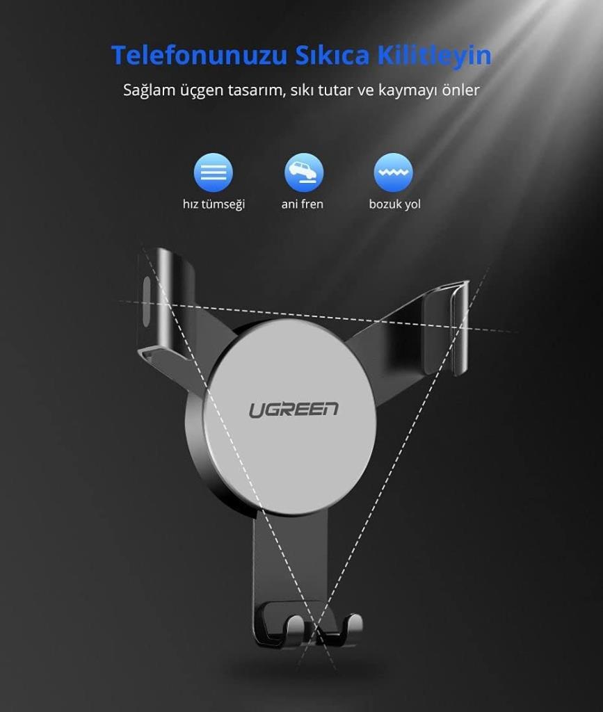 Ugreen Mekanik Araç İçi Telefon Tutucu Siyah Teşhir