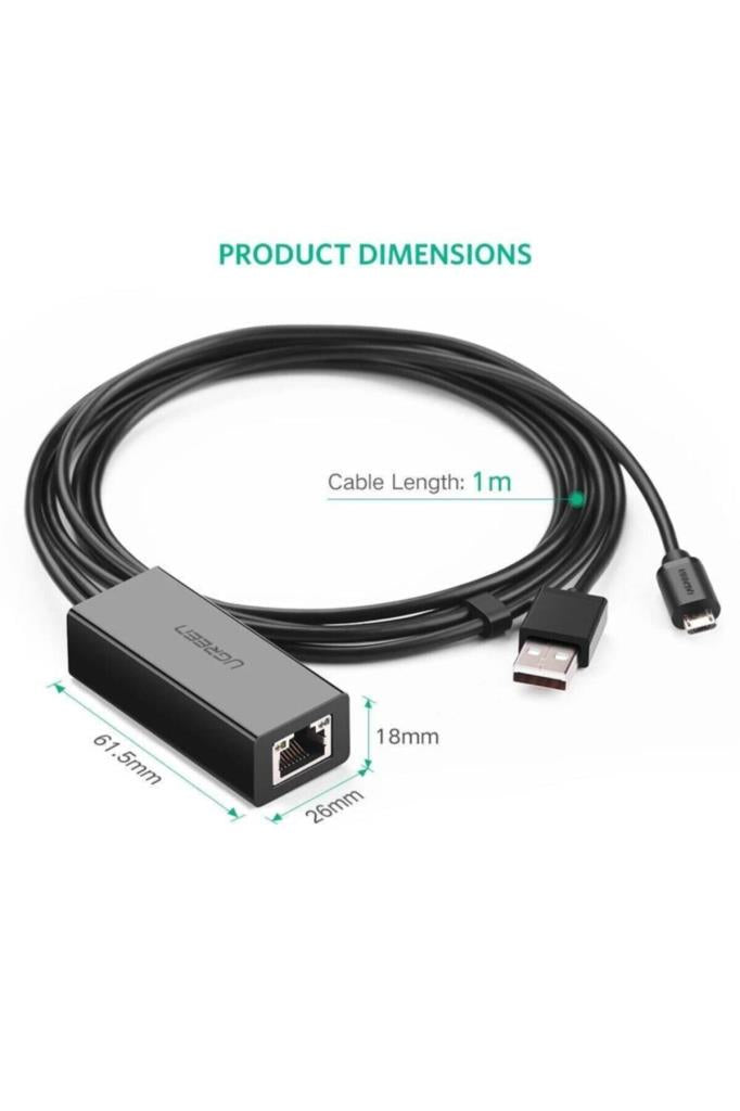Ugreen Micro USB RJ45 Ethernet Dönüştürücü Adaptör - TEŞHİR