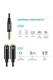UGREEN Mikrofon ve Kulaklık Ayırıcı 3.5 mm Y Kablo Siyah