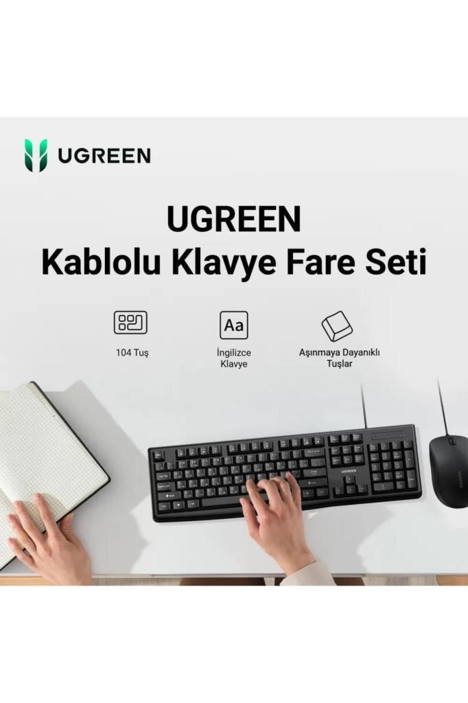 Ugreen Mk003 Ingilizce Kablolu Klavye Mouse Seti Teşhir