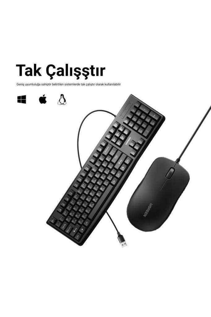 Ugreen Mk003 Ingilizce Kablolu Klavye Mouse Seti Teşhir