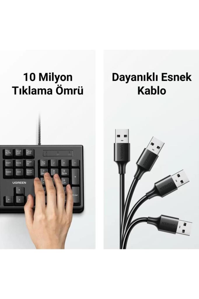 Ugreen Mk003 Ingilizce Kablolu Klavye Mouse Seti Teşhir