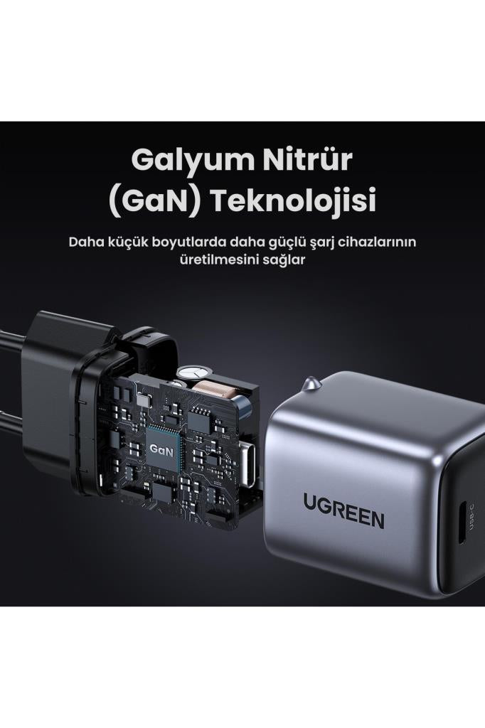 Ugreen Nexode 30W GaN USB Type-C QC 4.0 PD Mini Hızlı Şarj Cihazı - TEŞHİR