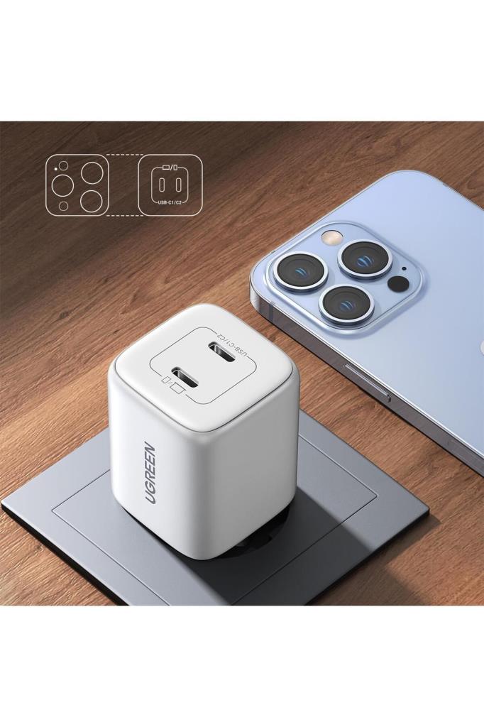 Ugreen Nexode 45 W Beyaz Hızlı Şarj Adaptörü