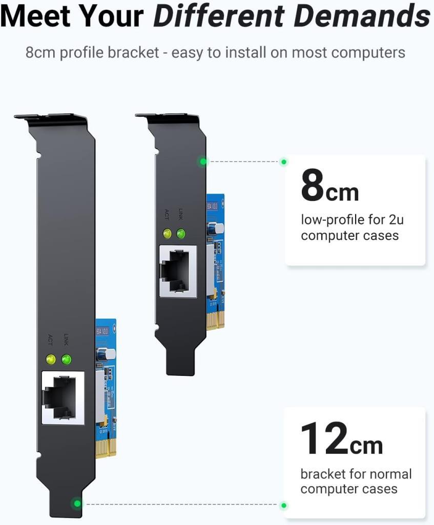 UGREEN PCI Express PCIe network kartı için Gigabit Ethernet LAN kartı 10/100/1000 Mbps ile Low Profile WINDOWS10, Vista, XP, Wi