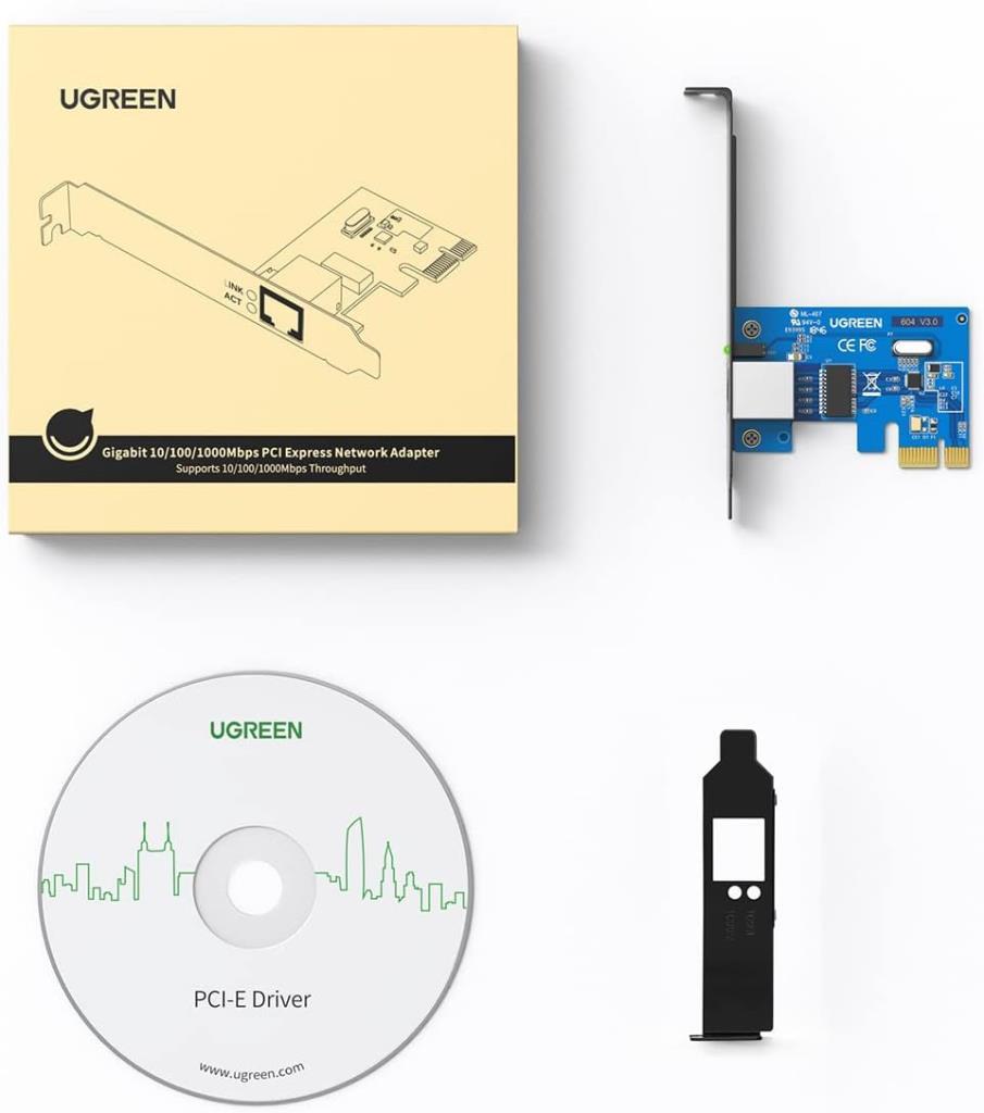 UGREEN PCI Express PCIe network kartı için Gigabit Ethernet LAN kartı 10/100/1000 Mbps ile Low Profile WINDOWS10, Vista, XP, Wi