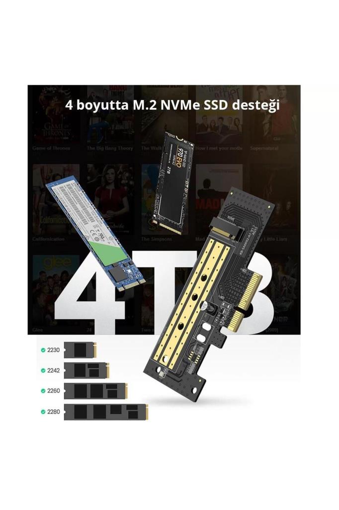 Ugreen PCIe 3.0 M.2 Nvme ve Ngff Okuyucu Adaptör Kartı