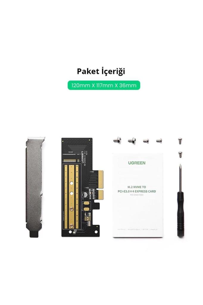 Ugreen PCIe 3.0 M.2 Nvme ve Ngff Okuyucu Adaptör Kartı