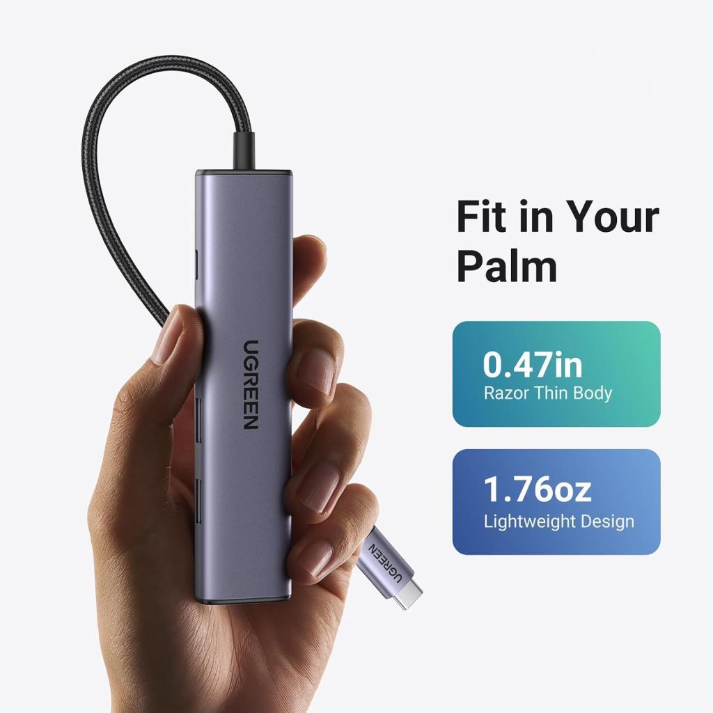 UGREEN Revedok 5 in 1 Type-C 3XUSB-A, USB-C, HDMI Usb-C Çoklayıcı Gri