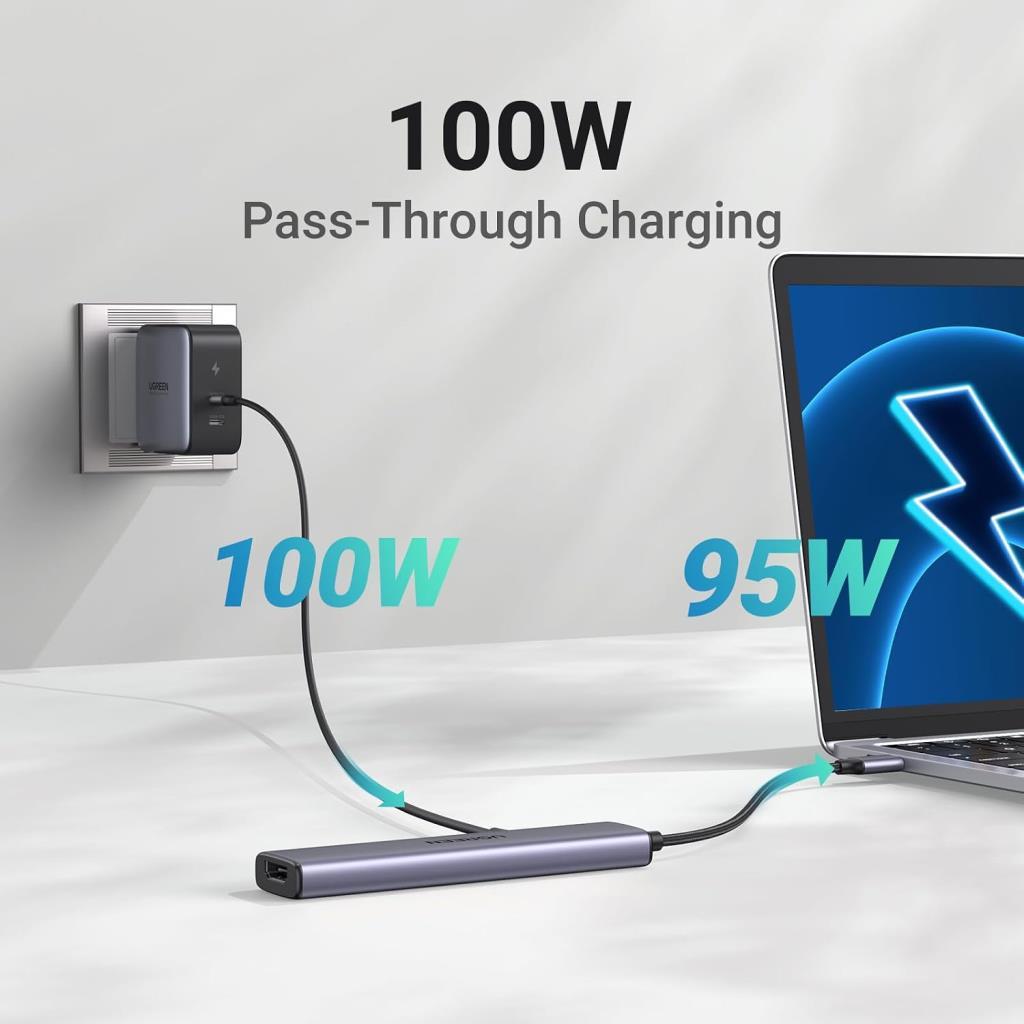 UGREEN Revedok 5 in 1 Type-C 3XUSB-A, USB-C, HDMI Usb-C Çoklayıcı Gri