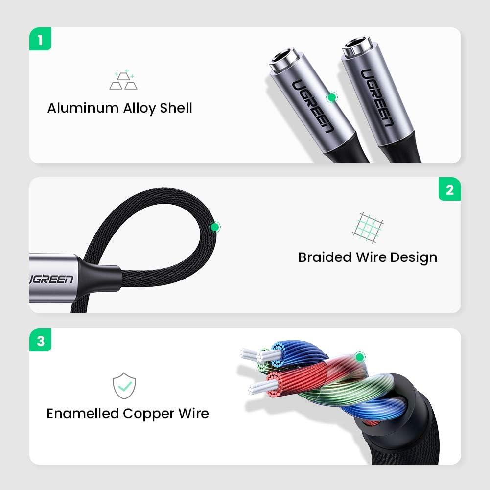 UGREEN Type-C to 2'li Aux Kulaklık Çıkış Çoklayıcı - Outlet