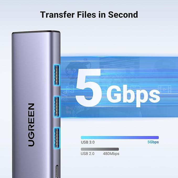 Ugreen Type-C to 4K/60Hz HDMI 3xUSB 3.0 100W PD Güç Girişi Çoklayıcı Hub Adaptör - TEŞHİR