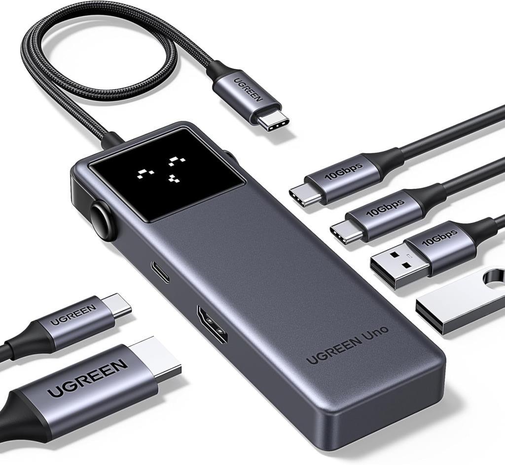 UGREEN Uno USB C Hub 10Gbps 4K@60Hz HDMI LED Ekran 2xUSB-A 2xUSB-C PD 100W - OUTLET