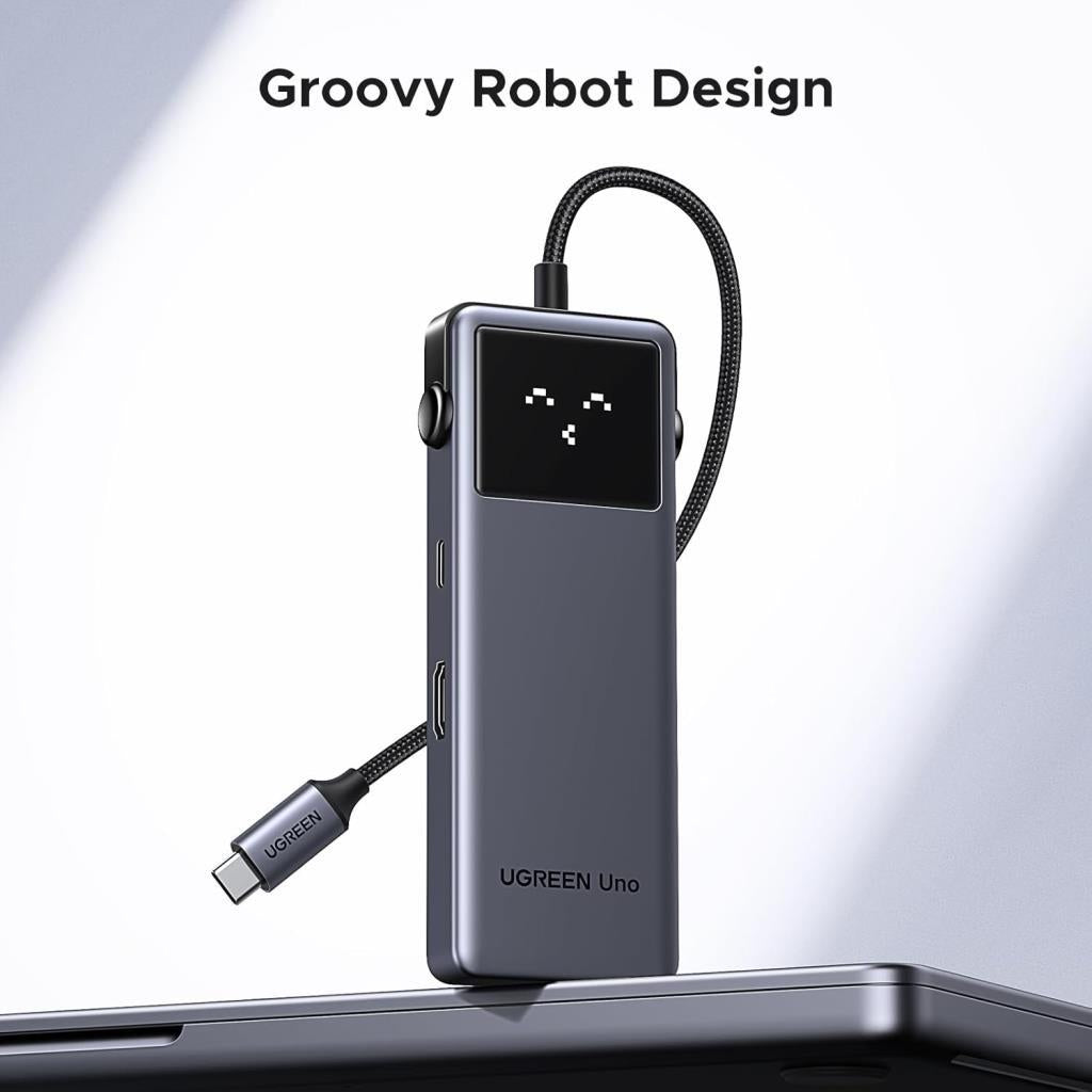 UGREEN Uno USB C Hub 10Gbps 4K@60Hz HDMI LED Ekran 2xUSB-A 2xUSB-C PD 100W - OUTLET