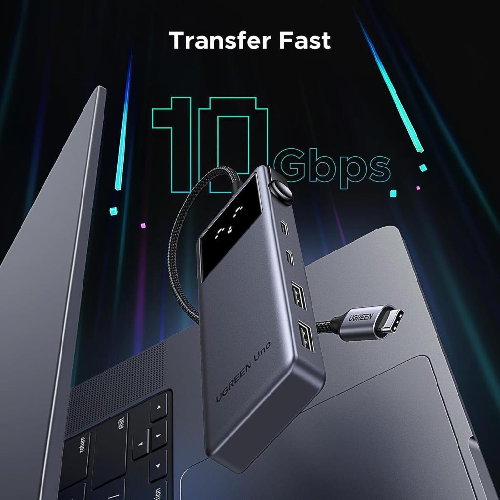 UGREEN Uno USB C Hub 10Gbps 4K@60Hz HDMI LED Ekran 2xUSB-A 2xUSB-C PD 100W - OUTLET