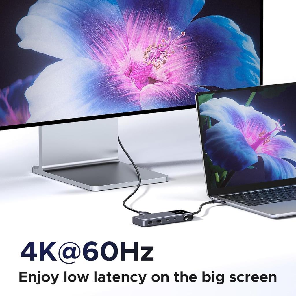 UGREEN Uno USB C Hub 10Gbps 4K@60Hz HDMI LED Ekran 2xUSB-A 2xUSB-C PD 100W - OUTLET