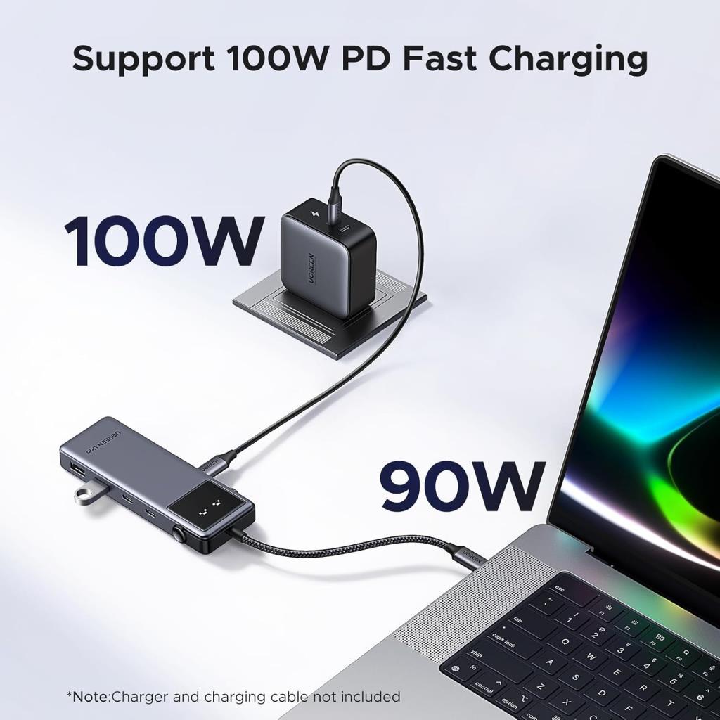 UGREEN Uno USB C Hub 10Gbps 4K@60Hz HDMI LED Ekran 2xUSB-A 2xUSB-C PD 100W - OUTLET