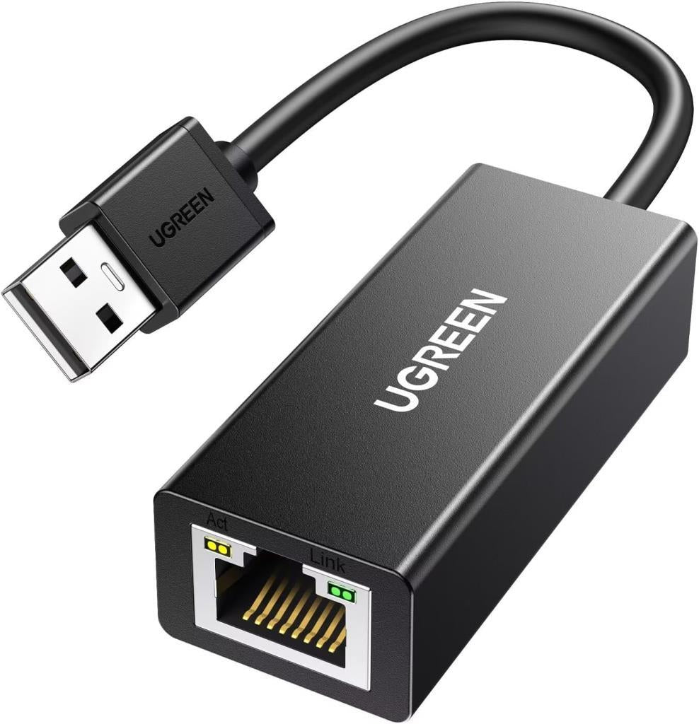UGREEN USB 2.0 RJ45 Ethernet Adaptörü 100 Mbps Mac OS Windows Uyumlu Siyah - Teşhir