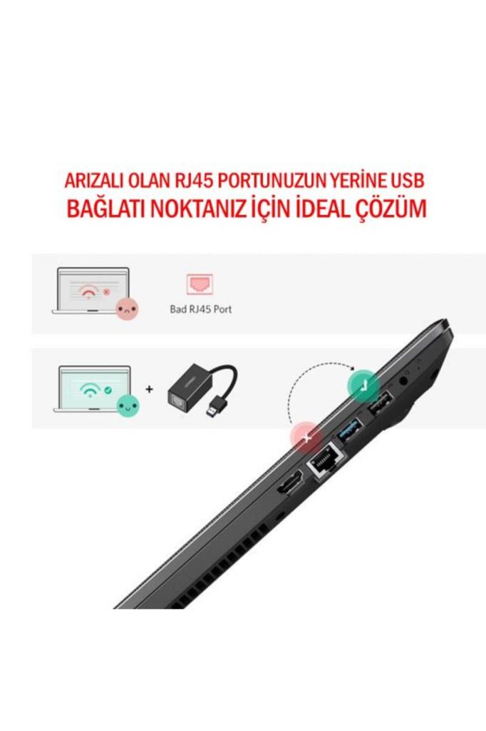 Ugreen USB 3.0 to RJ45 Gigabit Ethernet Dönüştürücü Adaptör Siyah