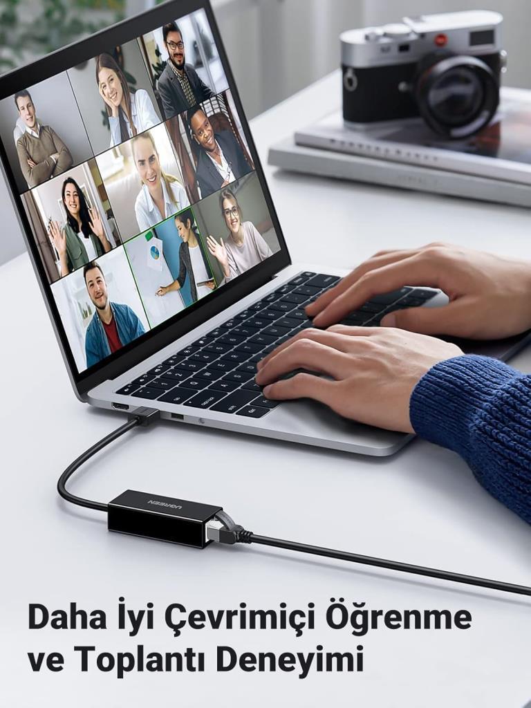 UGREEN Usb 3.0 Rj45 Ethernet Adaptörü 1000Mbps Mac Os Ile Uyumlu Windows 10 8 7 Linux Pc Dizüstü Bilgisayar Switch Vb. (Siyah)