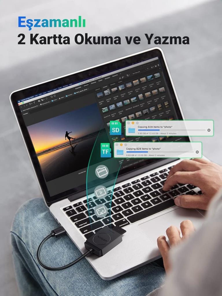 Ugreen 2-in-1 USB 3.0 SD/TF Kart Okuyucu - Outlet