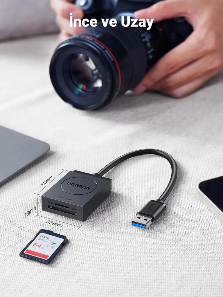 Ugreen 2-in-1 USB 3.0 SD/TF Kart Okuyucu - Outlet