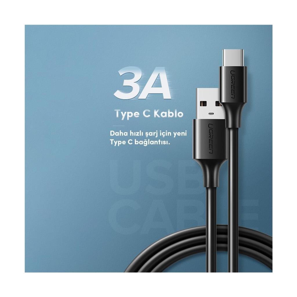 Ugreen USB-A & USB-C Şarj ve Data Kablosu, 2 Metre, Siyah