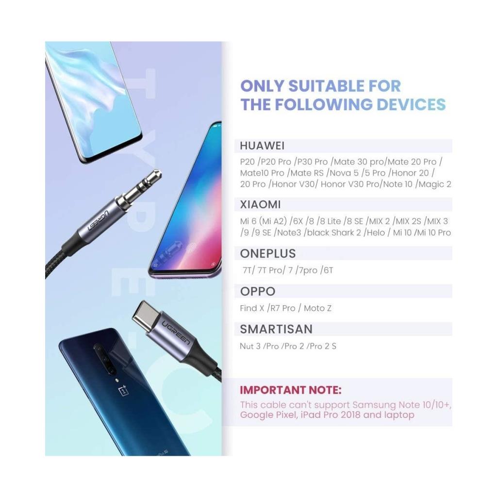 UGREEN USB C - 3.5 mm Ses Kablosu, DAC Çipsiz (1M)