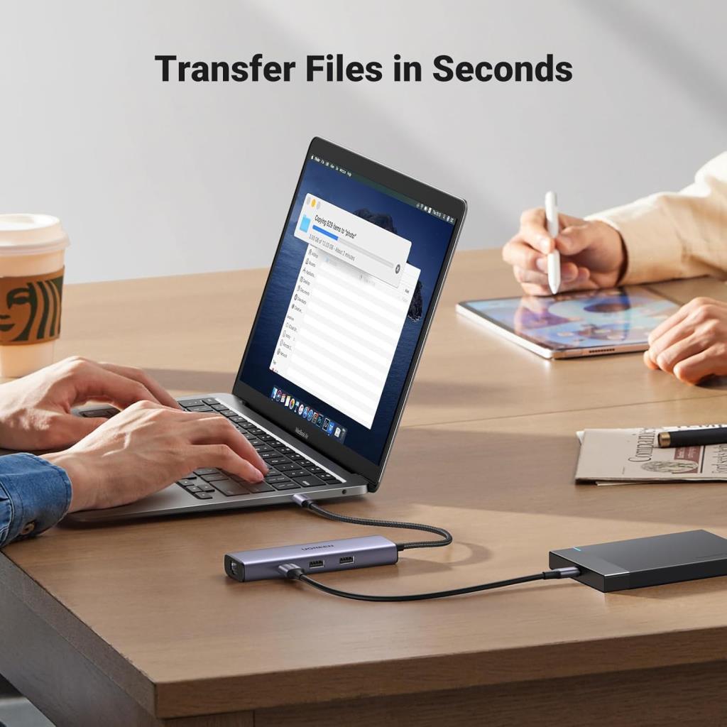 UGREEN USB C Bağlantı İstasyonu, 4K HDMI, Ethernet, PD 100W, 3 USB A 3.0 USB C Hub 5Gbps MacBook Pro/Air, iPad Pro/Air, Surface