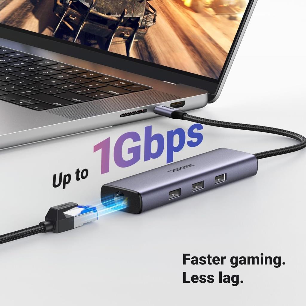UGREEN USB C Bağlantı İstasyonu, 4K HDMI, Ethernet, PD 100W, 3 USB A 3.0 USB C Hub 5Gbps MacBook Pro/Air, iPad Pro/Air, Surface