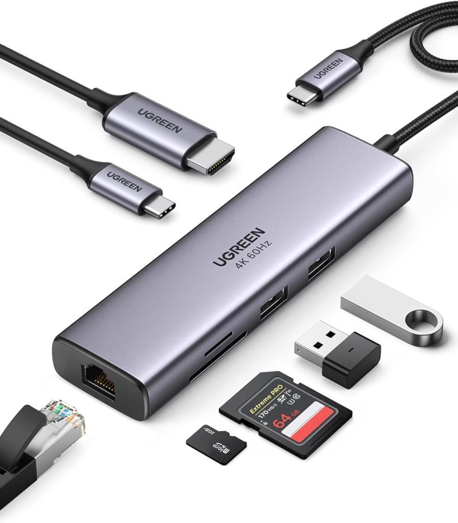 UGREEN USB C Hub 4K 60Hz HDMI HDR 1Gbps Ethernet 100W PD- Outlet