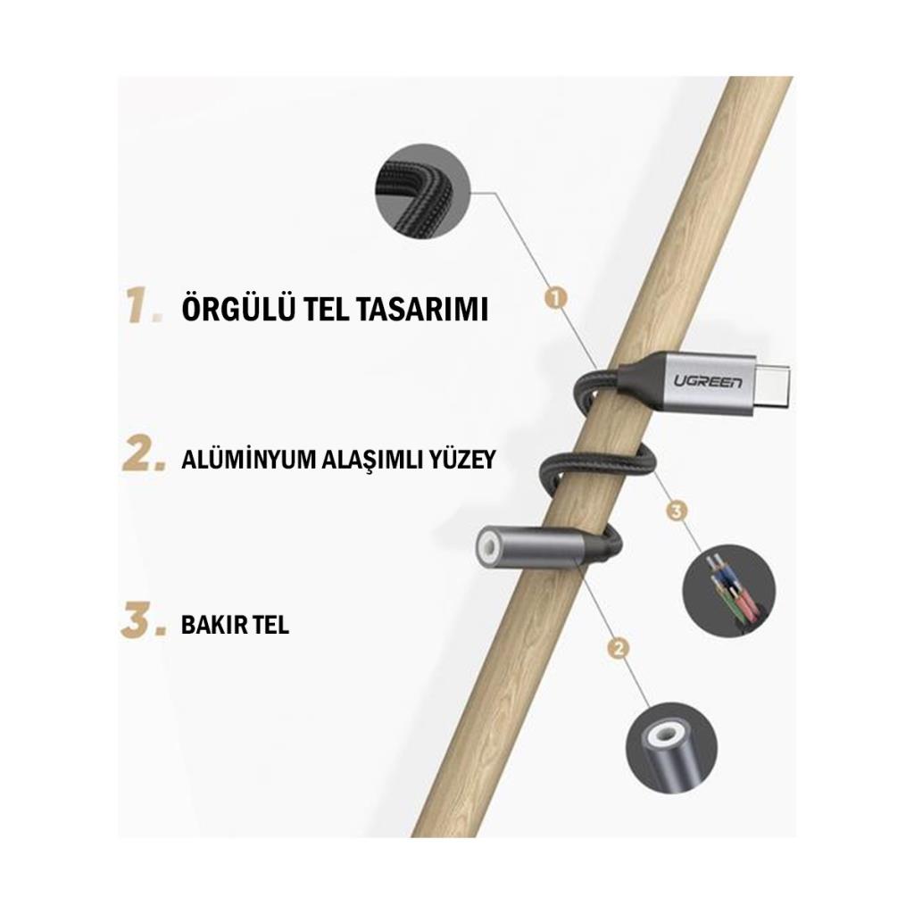 Ugreen USB C to 3.5mm Dönüştürücü Ses Kablosu