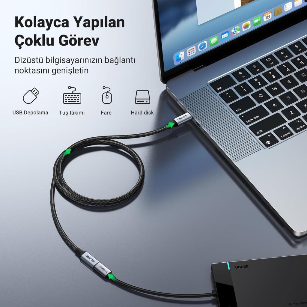 Ugreen Gen2 100w Thunderbolt 3 Type-c To Type-c Örgülü Uzatma Kablosu 1 Metre - OUTLET