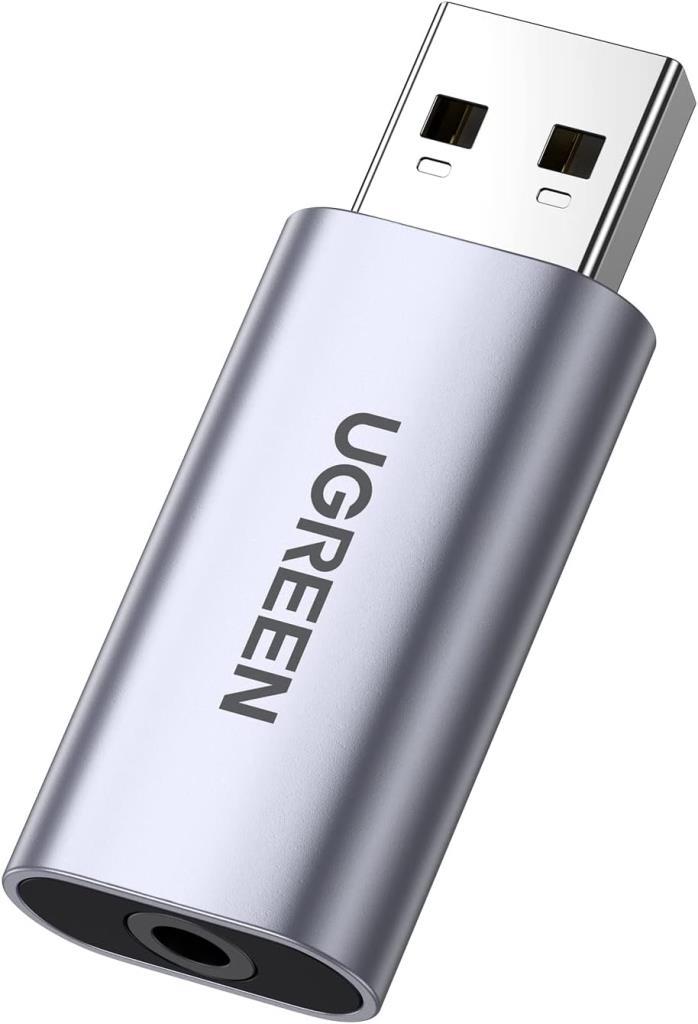 UGREEN USB Ses Kartı USB'den Aux Ses Mikrofon Adaptörüne Harici Stereo Ses Kartı USB'den 3.5mm'ye TRRS Kulaklık Jakı Dönüştürücü PC, MacBook, PS, Raspberry Pi, Kulaklık, Hoparlör Outlet