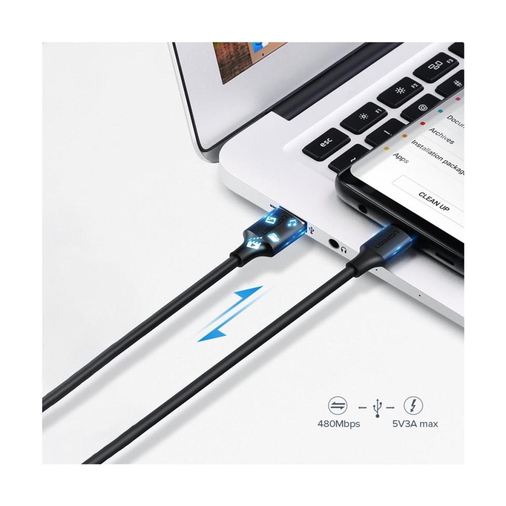 Ugreen USB Type-C Şarj ve Data Kablosu, 1 Metre, Beyaz