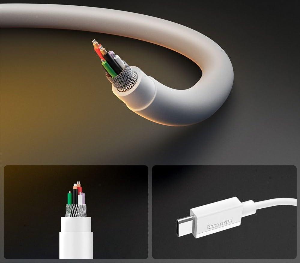 USB-C to USB-C 2 Metre Kablo 60W Güç/PPS 2.0 Super Hızlı Şarj/480 Mbps Type-C White - ACA08719
