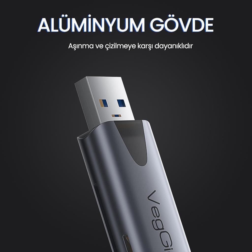 VegGieg Type-C ve USB 3.0 SD-MicroSD TF Kart Okuyucu