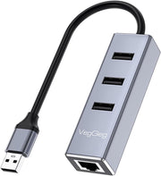 Veggieg USB 2.0 To 100MBPS Ethernet Çevirici ve 3 Portlu USB Hub Çoklayıcı