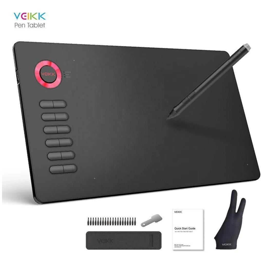 Veikk A15 Pro 10x6 İnç Profesyonel Grafik Tablet, 8192 Seviye Pilsiz Kalem, 12 Kısayol Tuşu ve Döner Kontrol Düğmesi, Windows/M